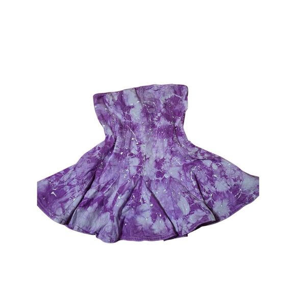 Custom Hand Dyed Strapless Denim Mini Dress - Picture 1 of 5
